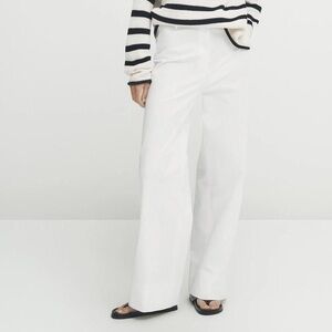 Massimo Dutti White Wide Leg Pants